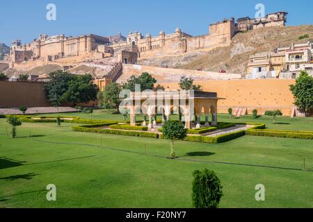 India Rajasthan, hill fort del Rajasthan elencati come patrimonio mondiale dall' UNESCO, Jaipur, Forte Amber Foto Stock