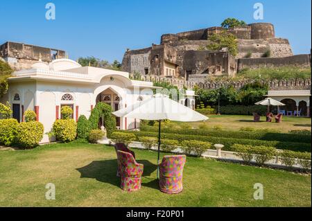India Rajasthan, Shahpura, il lussuoso hotel Shahpura Haveli Foto Stock