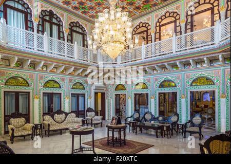 India Rajasthan, Shahpura, il lussuoso hotel Shahpura Haveli Foto Stock