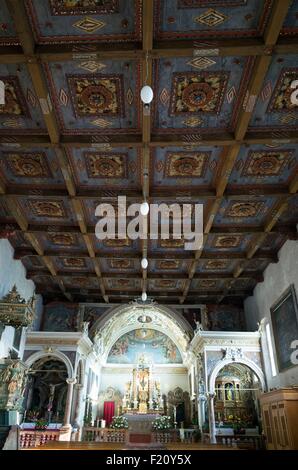 La Svizzera, Grigioni, Val Calanca, chiesa di Santa Maria (XII secolo) Foto Stock