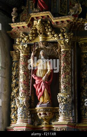 Francia, Finisterre, Armorica parco naturale regionale, Monts d'Armée regione, Commana, parrocchiali enclosure, St Derrien chiesa, Retablo di Sainte Anne Foto Stock