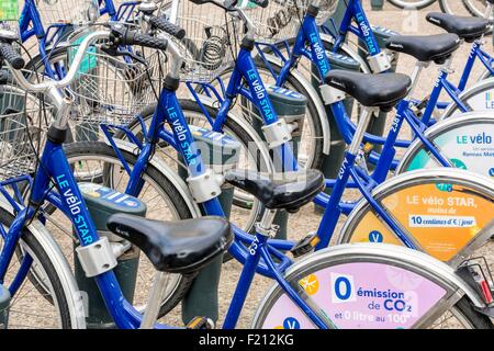 Francia, Ille et Vilaine, Rennes, Le Star bike, sistema bicicletta self service set up 2009 Foto Stock