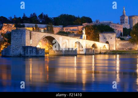 Francia, Vaucluse, Avignone, Saint Benezet Ponte (XII secolo) sul Rodano Foto Stock