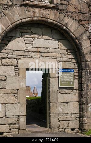 Regno Unito, Scozia, isole Shetland, Lerwick città capitale isole, Fort Charlotte costruito nel 1665 in Scozia etichetta storica Foto Stock