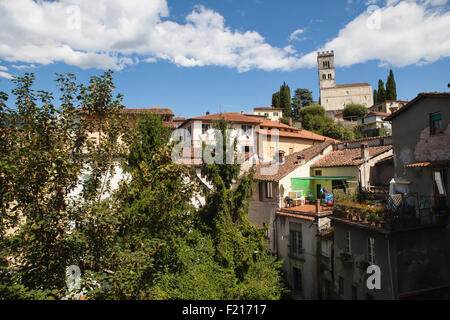 L'Italia, Toscana, Lucca, Barga, il Duomo sopra la città vecchia. Foto Stock