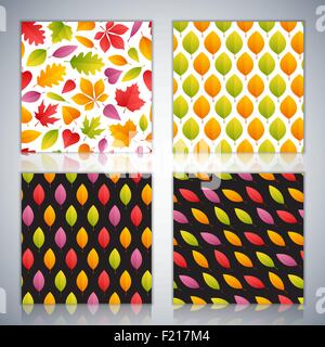 Quattro modelli di Seamless impostato con foglie di autunno Illustrazione Vettoriale