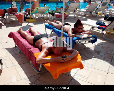 Lucertole da mare a Ialyssos Bay Hotel Rodi Foto Stock