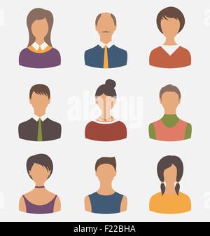 Diversi maschio e femmina avatar utente Illustrazione Vettoriale