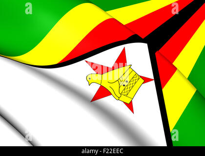 3D bandiera dello Zimbabwe. Close up. Foto Stock