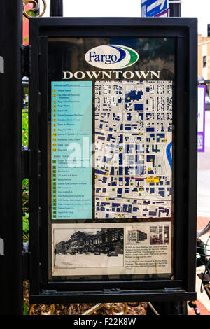 Mappa Turistica del centro di Fargo città nel Nord Dakota Foto Stock