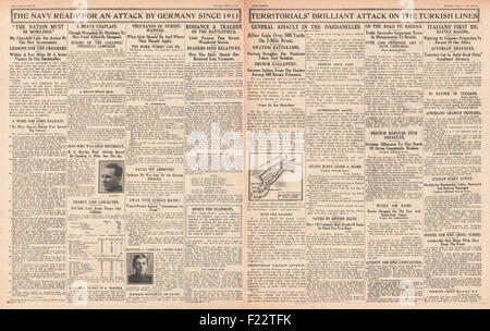 1915 Daily Sketch Esercito Territoriale attacco linee turche a Dardanelli Foto Stock