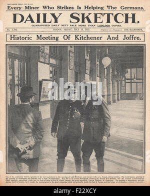 1915 Daily Sketch Lord Kitchener a Calais Foto Stock