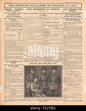 1915 daily Sketch zeppelin raid su Great Yarmouth Foto Stock