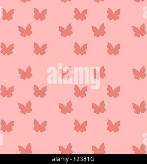 Seamless Texture con farfalle, carino sfondo Vintage Illustrazione Vettoriale