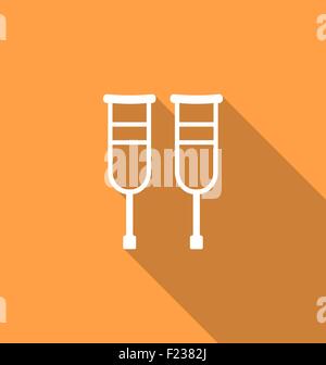 Un paio di stampelle in legno / cartoon vettore e illustrazione, disegnati a mano stile, isolati su sfondo bianco. Illustrazione Vettoriale