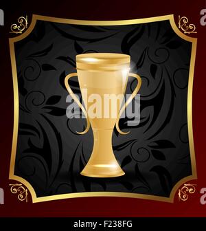 Golden Trophy isolato su sfondo Illustrazione Vettoriale