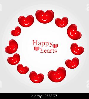 Cornice rotonda fatta a sorridere i cuori per il giorno di San Valentino Illustrazione Vettoriale
