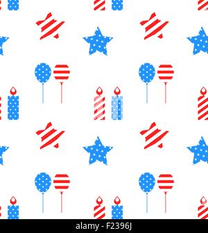 Seamless Texture con oggetti per Giorno Di Indipendenza Illustrazione Vettoriale