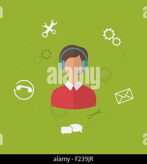 Concetto di business customer care service, appartamento moderno di icone Illustrazione Vettoriale