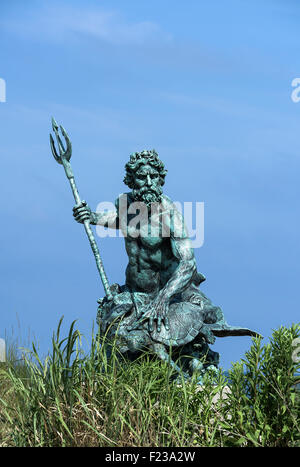 Re Nettuno maquette scultura a Cape Charles Beach, Virginia, Stati Uniti d'America Foto Stock