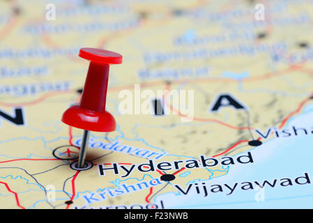 Hyderabad imperniata su una mappa di Asia Foto Stock