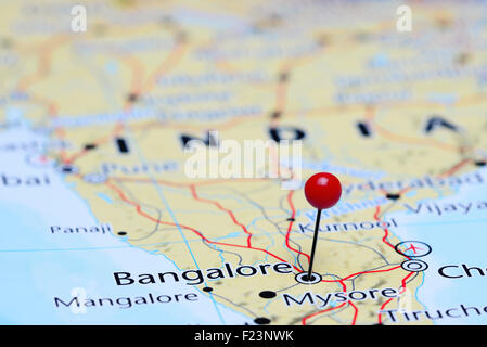 Bangalore imperniata su una mappa di Asia Foto Stock