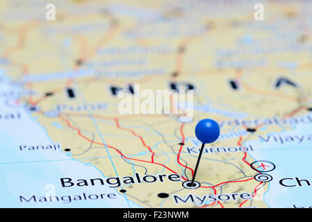 Bangalore imperniata su una mappa di Asia Foto Stock