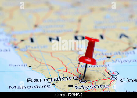 Bangalore imperniata su una mappa di Asia Foto Stock