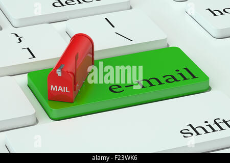 Il concetto di e-mail, red hot tasto sulla tastiera Foto Stock