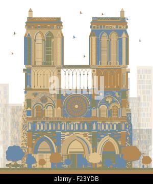 La cattedrale di Notre Dame - Parigi. Illustrazione Vettoriale Illustrazione Vettoriale