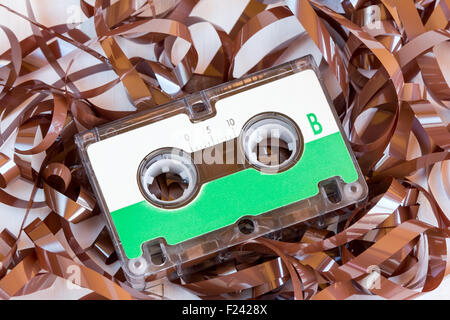 Nastro audio cassette con sottratta tape Foto Stock