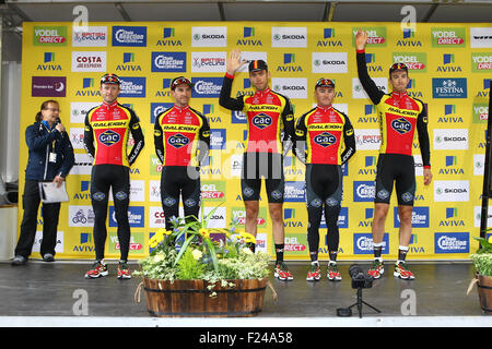 Stoke, UK. Undicesimo Sep, 2015. Tour della Gran Bretagna Fase sei. Stoke a Nottingham. Team Raleigh GAC REGISTRATI PER FASE 6. Credito: Azione Sport Plus/Alamy Live News Foto Stock