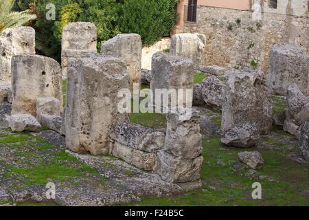 Vista del tempio di Apollo, Siracusa - Italia Foto Stock