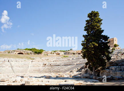 Teatro greco, Neapolis di Siracusa in Sicilia - Italia Foto Stock