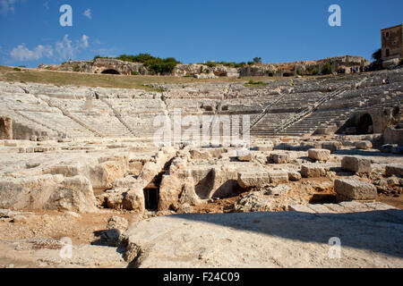 Teatro greco, Neapolis di Siracusa in Sicilia - Italia Foto Stock