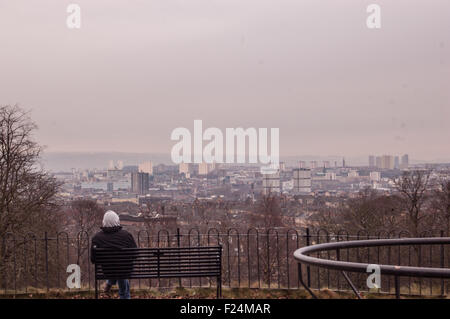 Glasgow skyline da Queens Park Foto Stock