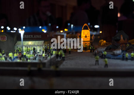 Jimmy Cauty model village da Banksy's Dismaland in Weston Super-Mare Foto Stock