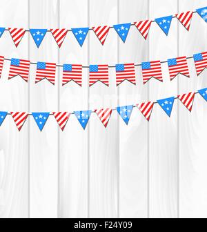 Impostare Bunting fiamme per American Independence Day Illustrazione Vettoriale