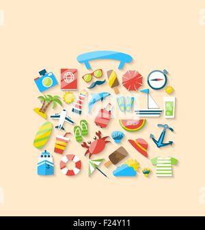 Moderno della valigia è realizzata a partire da un set di icone della piana di viaggiare su ho Illustrazione Vettoriale