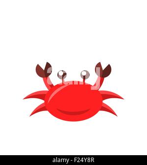 Cartoon divertente granchio isolati su sfondo bianco Illustrazione Vettoriale