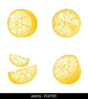 Set di limoni frutta isolato Illustrazione Vettoriale