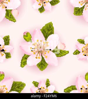 Modello senza cuciture con fiori di ciliegio, ripetendo Backdro Romantica Illustrazione Vettoriale