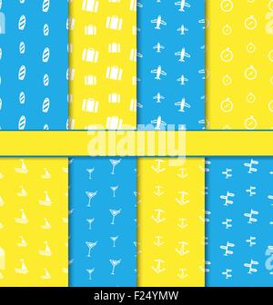Impostare Seamless Textures con Elementi nautici Illustrazione Vettoriale