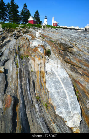 Pemaquid Point Lighthouse sulla costa atlantica del Maine Foto Stock