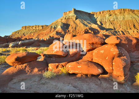 Hoodoos del Piccolo Egitto lungo l'autostrada 95 circa 20 miglia a sud di Hanksville, Utah Foto Stock