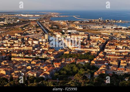 Francia, HΘrault , Sete, vista panoramica di SΦte da Mont Saint-Clair Foto Stock