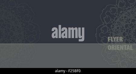 Flayer ornamentali progettazione del modello di colore grigio. Abstract retrò Mandala ornati Sfondo per biglietto di auguri, Brochure, scheda o invito con islamica, Arabi, Indiani, ottomani, motivi asiatici. Flyer design illustrazione Illustrazione Vettoriale