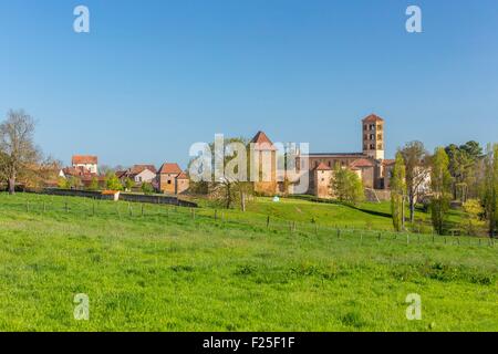 Francia, Saône et Loire, Anzy le Duc, chiesa di Notre Dame de l'Assomption, Brionnais Foto Stock