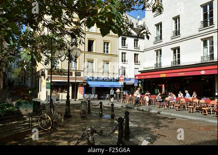 Francia, Parigi, Pantheon district, la place de la Contrescarpe Foto Stock