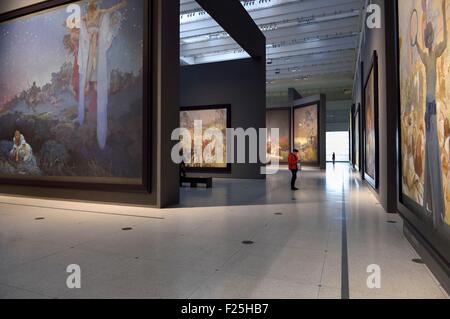 Repubblica Ceca, Praga, Palazzo delle Fiere e mostre (Veletrznφ's Palace), mostra permanente di venti monumentali dipinti di Slav Epic di Alfons Mucha Foto Stock